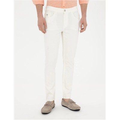 Ekru Slim Fit Jean Pantolon