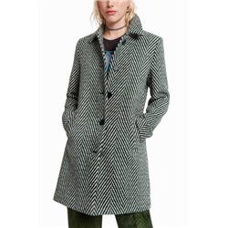 Abrigo paño verde zigzag