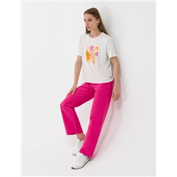 Fuşya High Waist Flare Fit Jean Pantolon