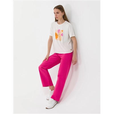 Fuşya High Waist Flare Fit Jean Pantolon