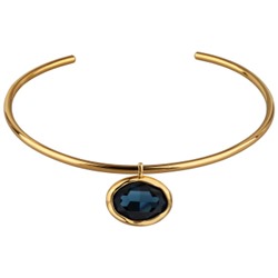 Колье-чокер Грация (кристаллы SW 30х22 темно-синие; золото) 13см, Есть комплект