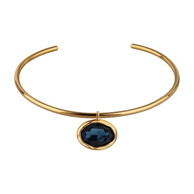 Колье-чокер Грация (кристаллы SW 30х22 темно-синие; золото) 13см, Есть комплект