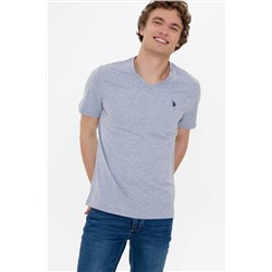 Erkek Gri Melanj Basic V Yaka Tişört