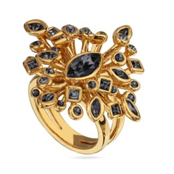 Кольцо Эйва (кристаллы SW темно-серые; покрытие золото), Есть комплект