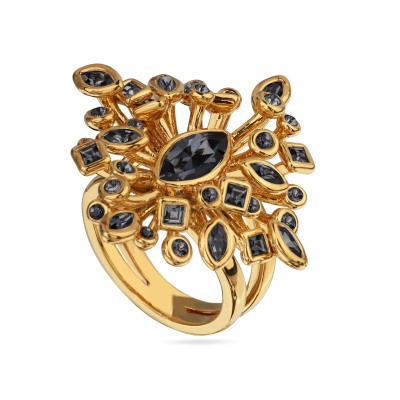 Кольцо Эйва (кристаллы SW темно-серые; покрытие золото), Есть комплект