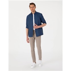 Lacivert Oxford Slim Fit Kolay Ütülenebilir Gömlek