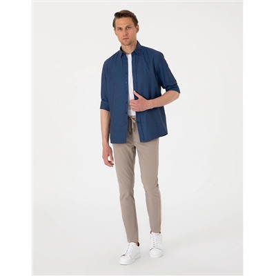 Lacivert Oxford Slim Fit Kolay Ütülenebilir Gömlek