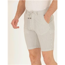 Gri Slim Fit Beli Lastikli Şort