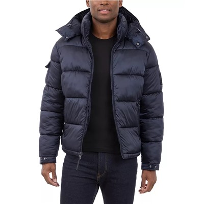 Michael Kors Men's Heavyweight Metallic Finish Hooded Puffer Jacket