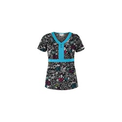 UA Butter-Soft STRETCH Chalked Medley Black Print Scrub Top