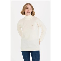 Kadın Krem Balıkçı Yaka Kazak