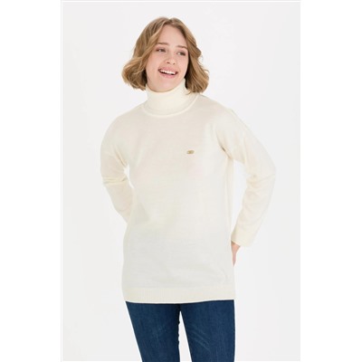 Kadın Krem Balıkçı Yaka Kazak