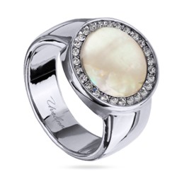 Кольцо Амфитрита (перламутр 11мм белый; покрытие родий), Есть комплект