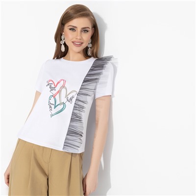 Футболка с декором из сетки, Завоюй меня (heart)