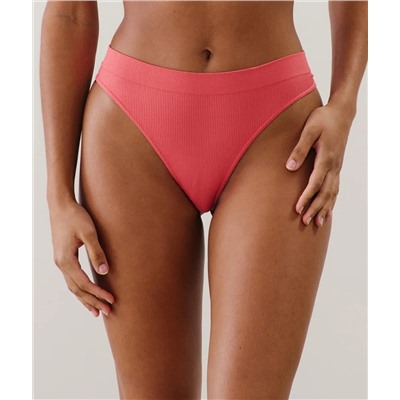 Tanga de talle alto sin costuras en rosa
