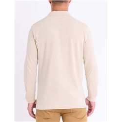 LONG SLEEVE PEACHED JERSEY POLO SHIRT