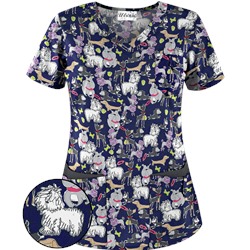 UA Dog Park Navy Print Scrub Top