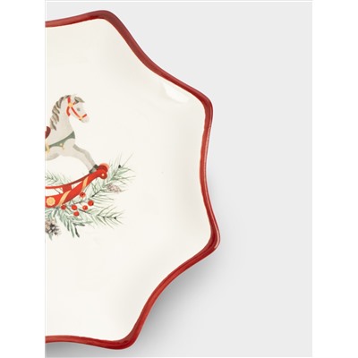 Блюдо, 20 см, керамика D, красное, Лошадка, Festival