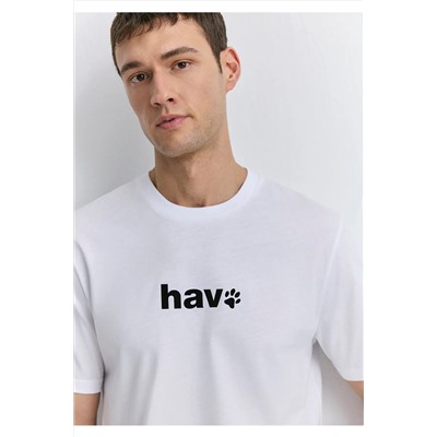 Mavi Hav Baskılı Beyaz Tişört Regular Fit / Normal Kesim 0612759-620