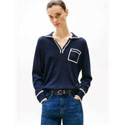 Женский тонкий пуловер с контрастной отделкой ТОММИ ХИЛФИГЕ*Р