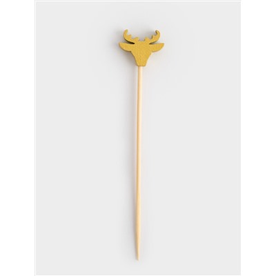 Шпажка для канапе, 9 см, 20 шт, бамбук, серебристая/золотистая, Олень, New year