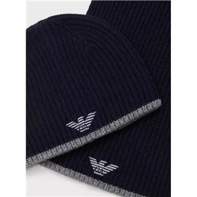 Мужской зимний шерстяной вязаный комплект из двух предметов  ЭМПОРИО АРМАН*И