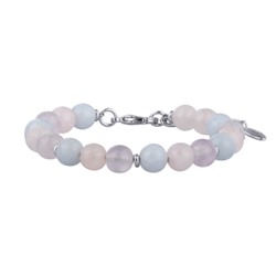 Браслет Букет (морганит карамель микс 8мм; покрытие родий) 17-21см, Есть комплект