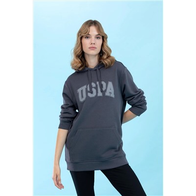Antrasit Kapüşonlu Basic Sweatshirt