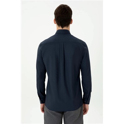 Erkek Lacivert Uzun Kollu Gömlek