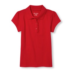 Girl Short Sleeve Ruffle-Placket Polo