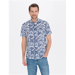 Lacivert Regular Fit Kısa Kollu Gömlek