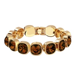 Браслет Триумф (кристаллы SW шоколад 10мм; покрытие золото) 17-20см, Есть комплект