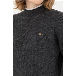 Kadın Antrasit Melanj Balıkçı Yaka Kazak