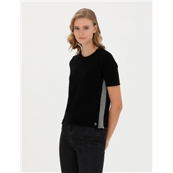 Siyah Slim Fit Bisiklet Yaka Tişört