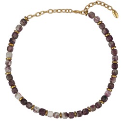 Колье Селена (сливовый турмалин 8мм; покрытие золото) 45-50см, Есть комплект
