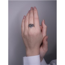 Кольцо из чернёного серебра с чёрным ониксом 925 пробы к007ч642