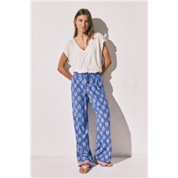 Pantalón largo estampado sello azul
