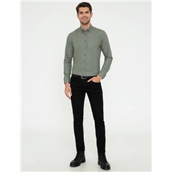 Yeşil Slim Fit Uzun Kollu Gömlek