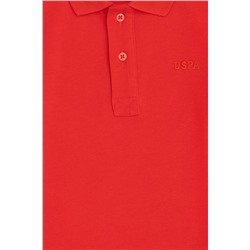 Erkek Çocuk Kırmızı Basic Polo Yaka Sweatshirt