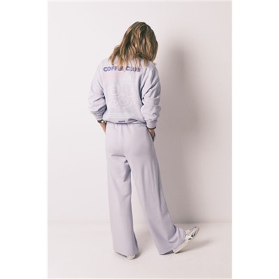 Pantalón largo flare felpa lila