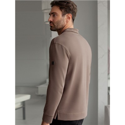 Лонгслив с воротником поло на пуговицах из премиального хлопка с эластаном