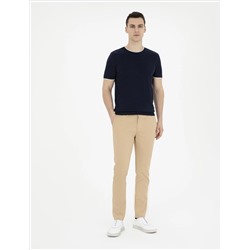 Camel Armürlü Slim Fit Kanvas Pantolon