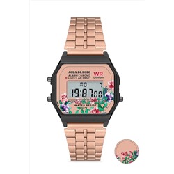 Aqua Di Polo 1987 Unisex Rose Gold Retro Çiçek Desenli Dijital Kol Saati Apwa034003