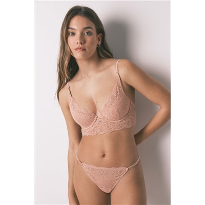 Braga clásica tira encaje rosa
