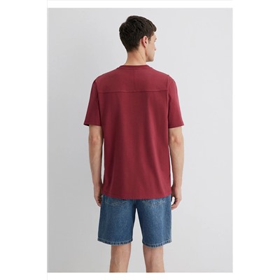 Mavi Baskılı Bordo Tişört Loose Fit / Bol Rahat Kesim 0612628-70423