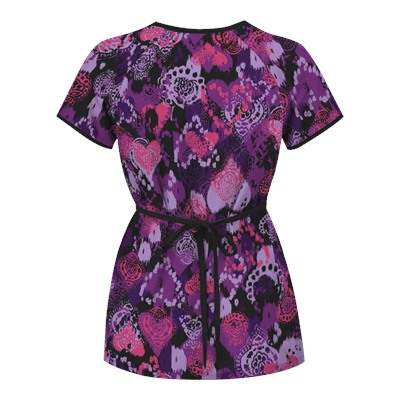 UA Bohemian Heart Black Mock Wrap Scrub Top