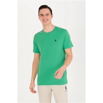 Erkek Yeşil Basic Bisiklet Yaka Tişört