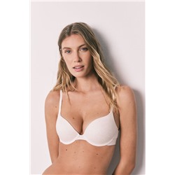 Sujetador push up algodón canalé beige GORGEOUS