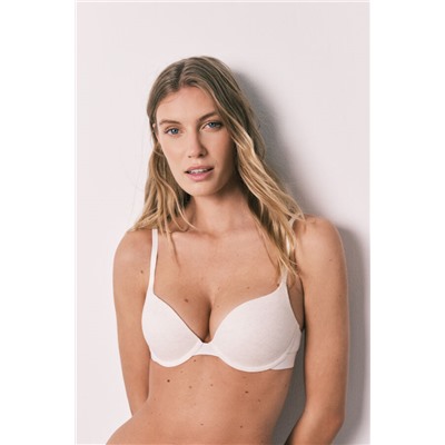 Sujetador push up algodón canalé beige GORGEOUS