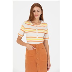 Kadın Kiremit Bisiklet Yaka Tişört